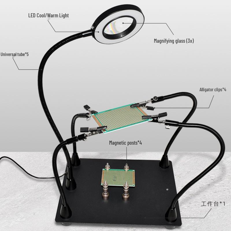 Фиксатор для ремонта мобильного телефона: Держатель печатной платы с универсальным стержнем и светодиодной лупой