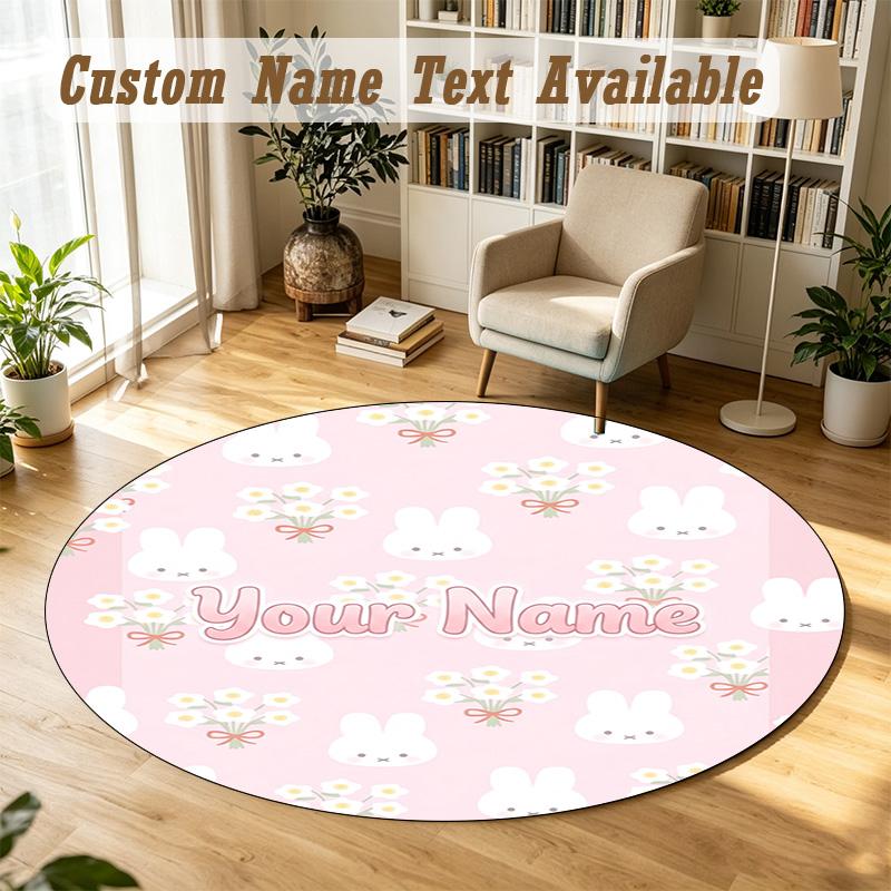 Round Rug Custom NameMiffy Pattern Non Slip Carpet Home Floor Decor