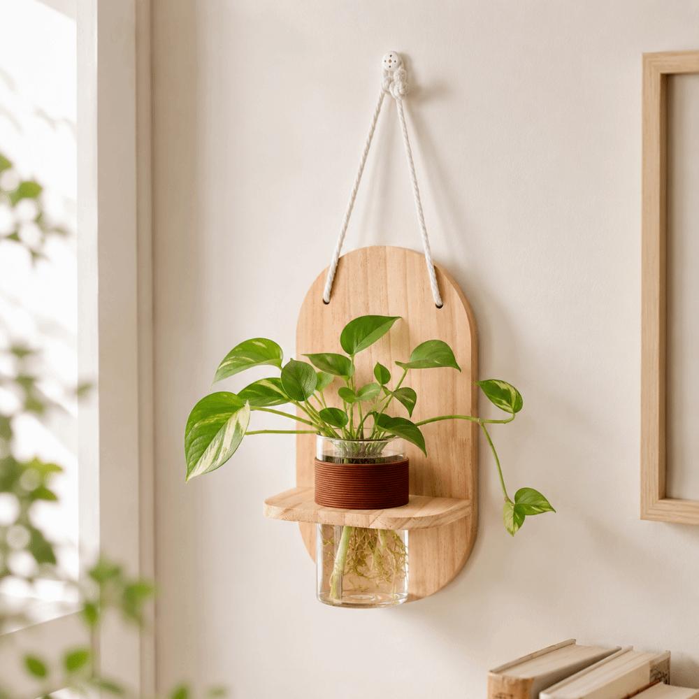 Home Ornaments Wall Mounted Planter Vase Hydroponic Planter Shelf Flower Pot Home Decor