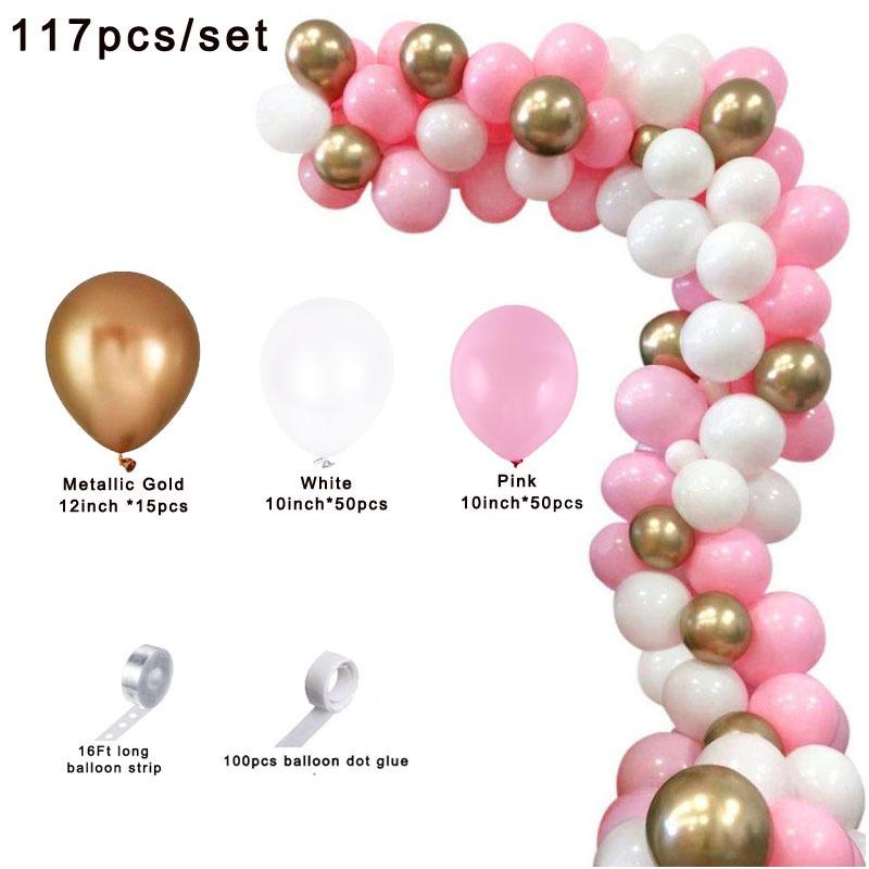 Baby Shower Decorations Macaron White Pink Blue Gold Balloon Arch Kit Wedding Birthday Boy Or Girl Gender Reveal Party