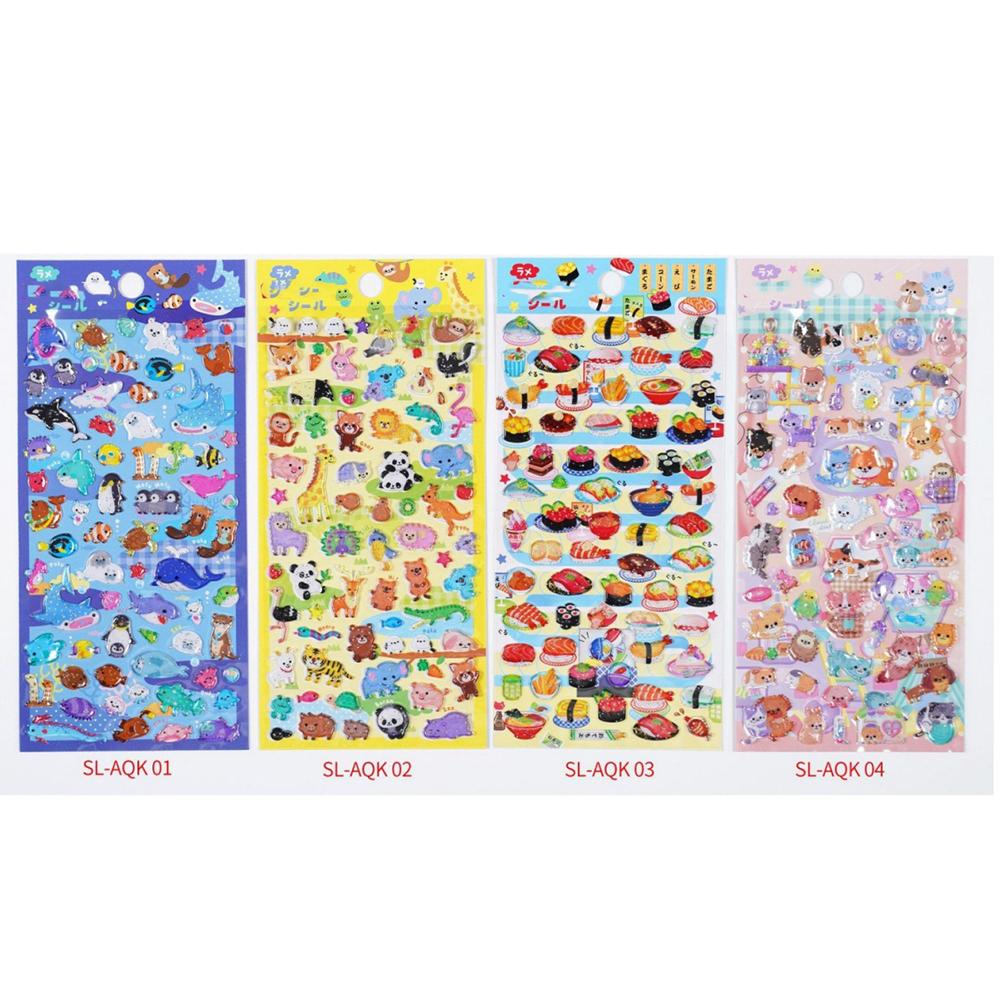 4 шт./6 шт. Кавайные блестящие 3D наклейки Суши Морские животные Транспортные средства для скрапбукинга DIY Журнала Канцелярские принадлежности Наклейка Подарок Декор Искусство