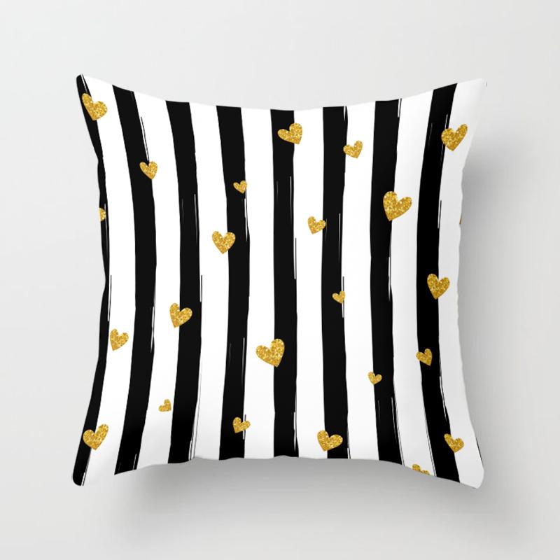Black Geometric Square Pillowcase Printing Car Sofa Office Chair Pillowcase Simple Home Decoration