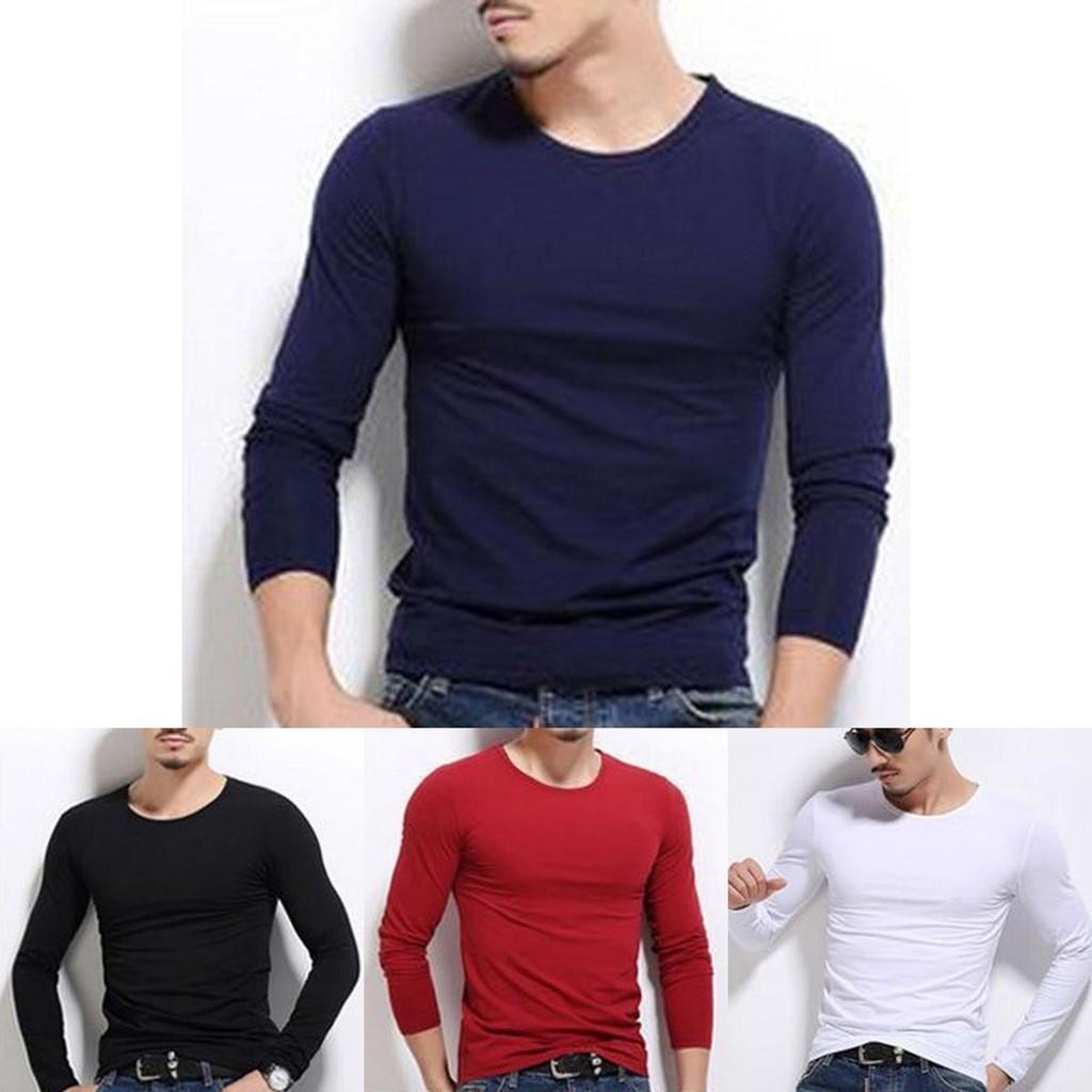New Men's Long Sleeve Fashion Slim Fit Solid Color Sport Bottoming T-shirts Premium Quality And Superior Comfort