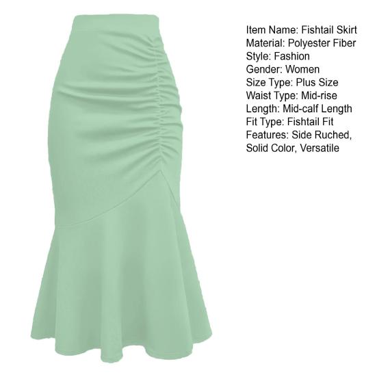 Женская юбка-рыбий хвост, высокая талия, облегающая юбка миди с запахом на бедрах, с широким подолом, однотонная офисная женская юбка