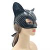 Breathable Halloween Face Mask Catw Woman Mask, Black Cat Eye Costume Soft Latex Leather Look Accessory for Masquerade Superhero Cosplay Party