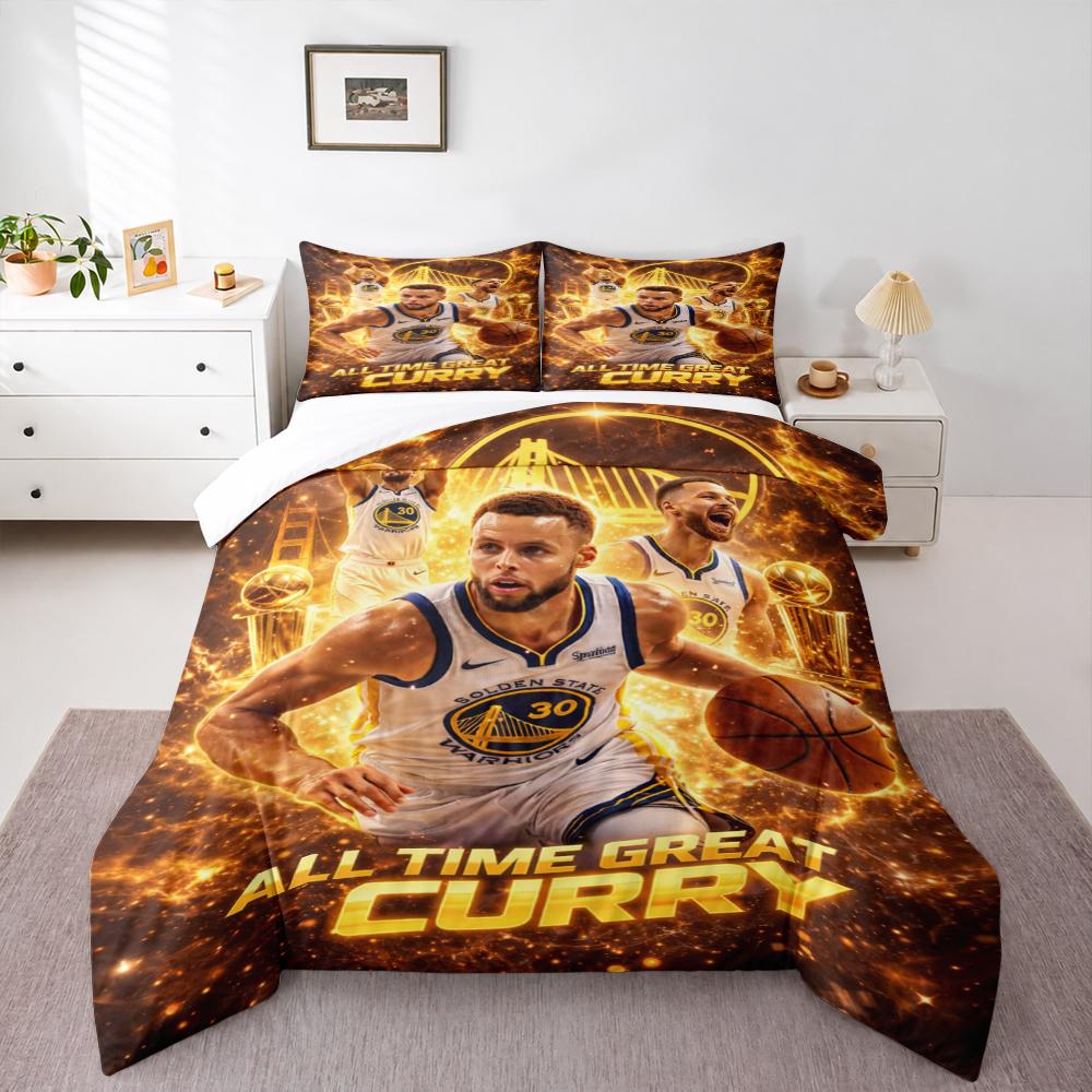 "Golden State Warriors Curry Basketball Art Bedding set" Bedding set (1 duvet cover, 2 pillowcases, duvet not included).
