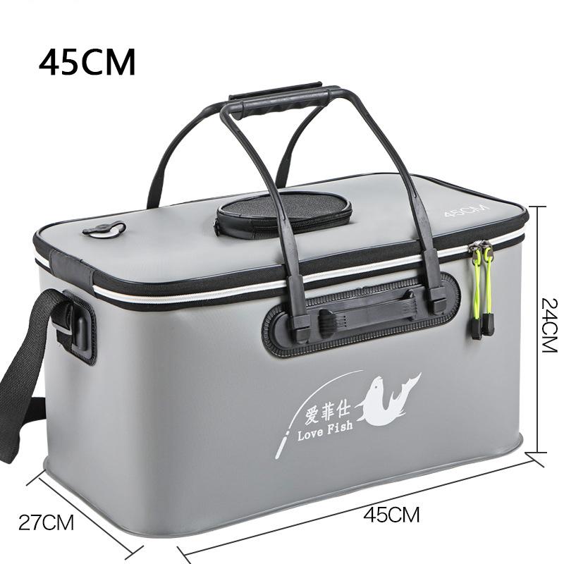 Foldable Wear-resistant Waterproof EVA Fishing Barrel Fishing Box Tools Box Optional Rechargeable Oxygen Pump 30cm/35cm/40cm/45cm/50cm Size Choices