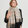 Korean Version Plaid Imitation Cashmere Scarf Fashionable And Simple Versatile Warm Scarf Women'S Fringed Shawl