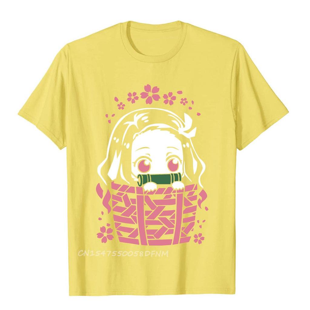 Cute Art Nezuko Demon Slayer Premium Cotton Tops Tees for Men Vintage Top TShirts Tight Faddish