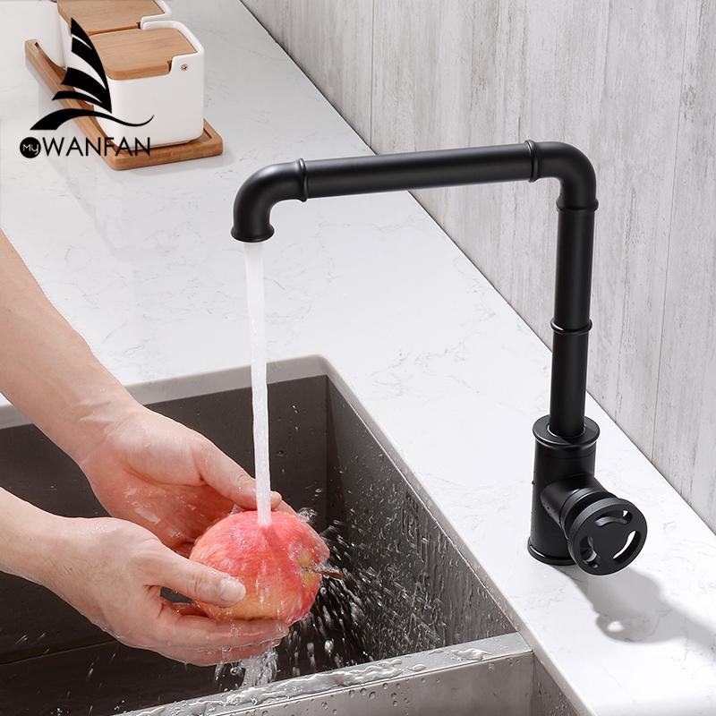 Kitchen Faucets Retro Industrial Style Gold Brass Crane Bathroom Faucets Hot and Cold Water Mixer Tap Torneira WF-20B05K