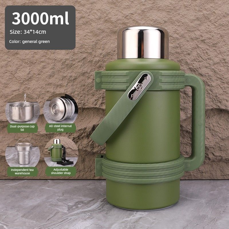 Insulated Kettle, Large Capacity Thermos Cup, Stainless Steel Portable Outdoor Thermos, Travel Car Hot Water Kettle, Cold-Keeping Cup for Home Use