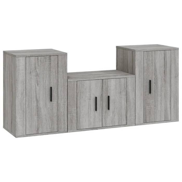 Meuble TV - Maison Exclusive - Ensemble 3 pièces - Sonoma gris - Bois d'ingénierie - Design mural