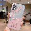 Чехол-буква для Samsung A32 A22 A12 A13 A33 Capa Модный чехол для телефона Розовые цветы Алфавит Прозрачный Прозрачная задняя панель Funda