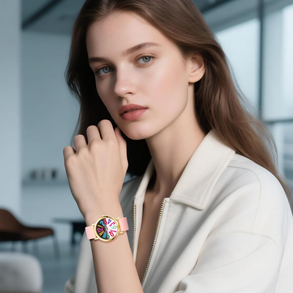 Silicone Adjustable Arabic Large Analog Quartz Business Use Perfect for or As a Gift for Her Women's Watch, Waterproof, Color Length, Numerals,