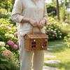 House Shaped Rattan Picnic Basket With Handle Clutter Organizer  Wedding Ceremony