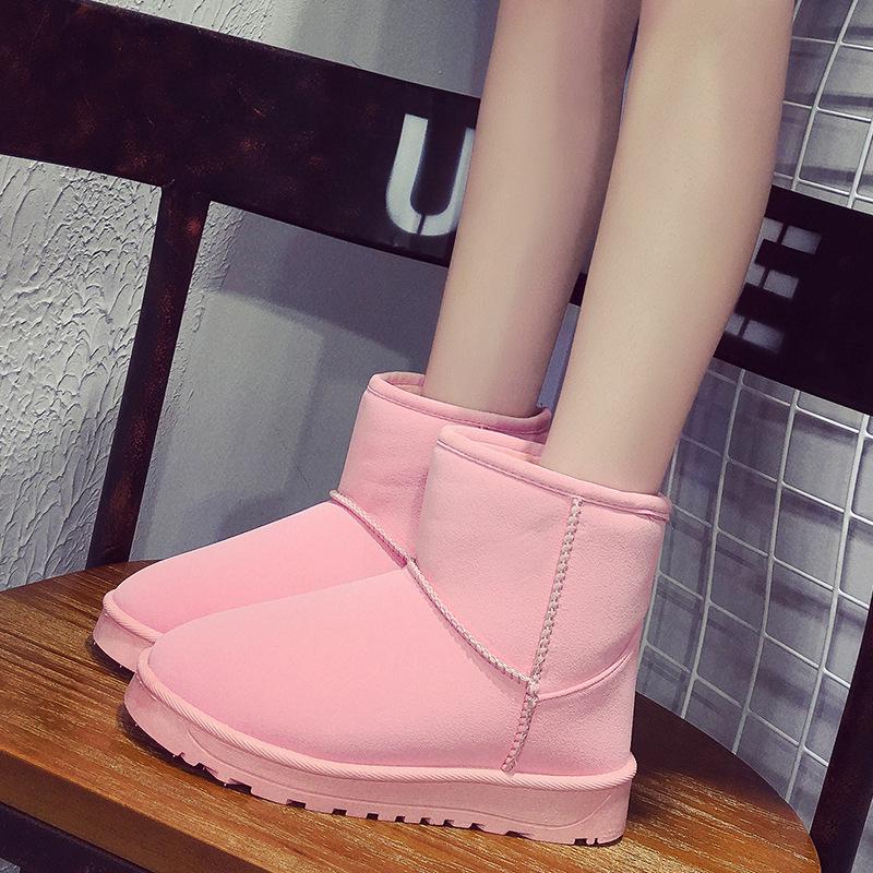 Ins Fashion High Quality Women Winter Snow Boots Plush Waterproof Warm Fur Female Ankle Boots Shallow Solid Rubber Women Boots