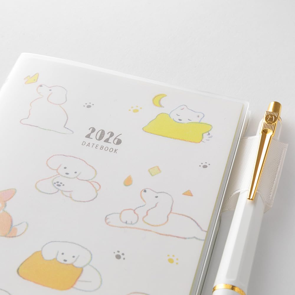 MIDORI Pocket Diary 22361006 2026 Slim Monthly Planner, Dog, January Start