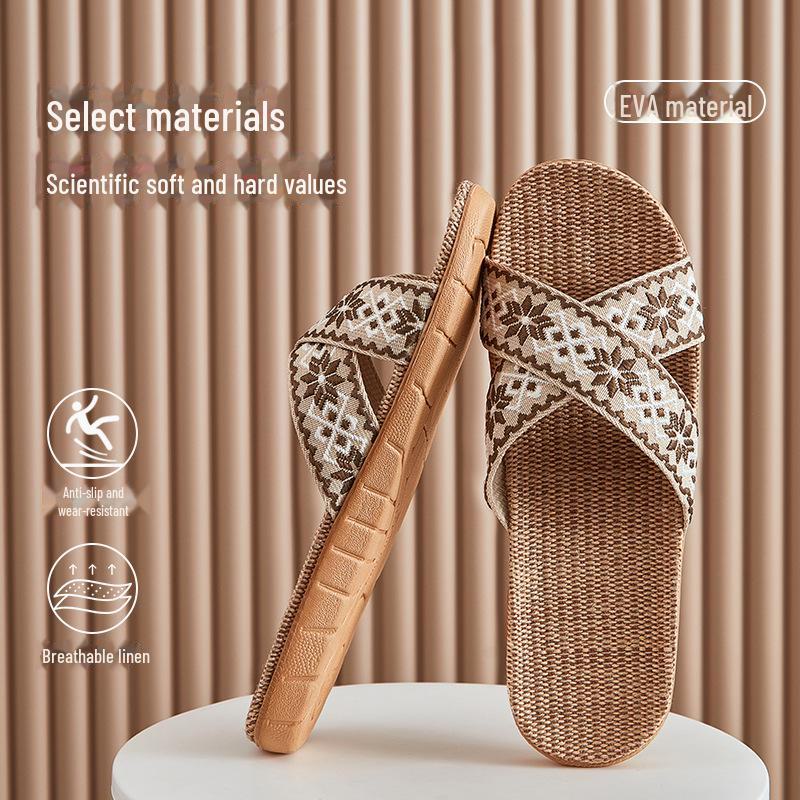 Женские льняные тапочки для дома с противоскользящим покрытием, бесплатная доставка, круглогодичные дезодорирующие тапочки для пар