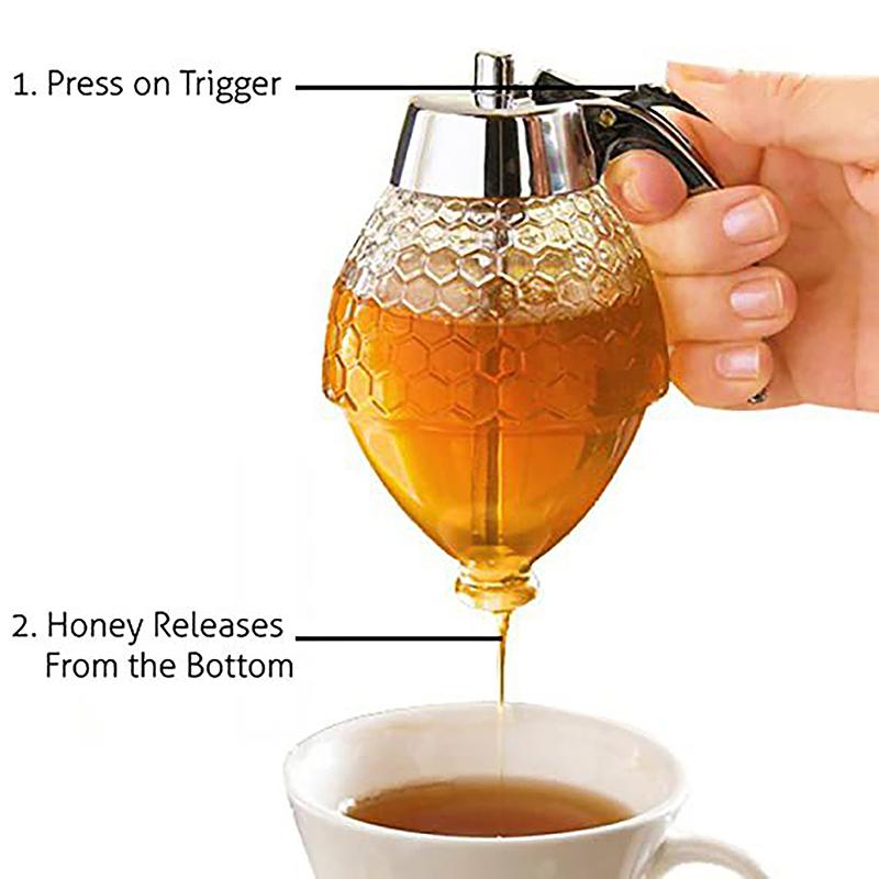 1 шт. Акриловый контейнер-диспенсер для меда, Портативная бутылка для выдавливания, Некапающая банка для меда, Диспенсер для сока, Горшочек для слива меда, Кухонные инструменты