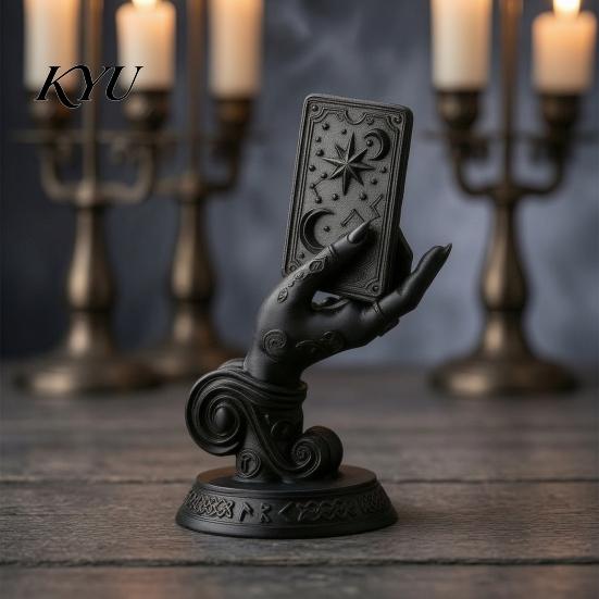 Witchy Home Office Accent 3D Printed Mystic Hand Tarot Card Holder Statue, Gothic Witch Unique Gift for Occult Enthusiasts Palm Figurine, Dark Desktop