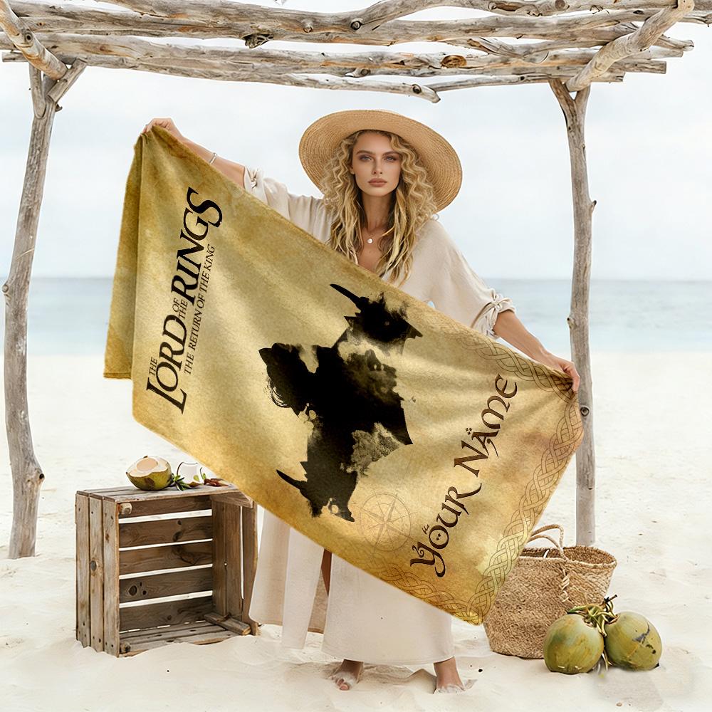 Lord Rings Customize Your Name Beach Towel High Absorbency & Quick-Dry Suitable for Swimming Gym Camping Yoga Vacation