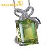925 Sterling Silver 12*16mm Lemon Quartz Pendant Necklace for Women Wedding Party Fine Jewelry Gifts