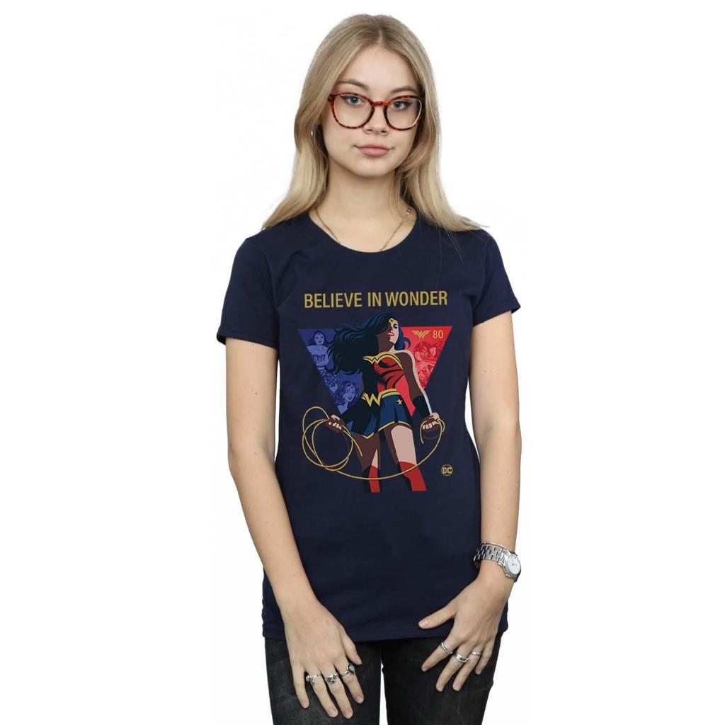 DC Comics Womens/Ladies Wonder Woman 80th Anniversary Believe In Wonder Pose Cotton T-Shirt
