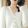 Knit Cardigan For Women With Vneck Long Sleeves Soft Polyester Blend For Casual Wear