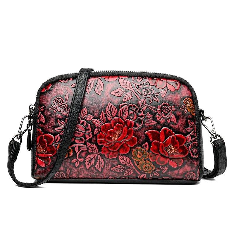 Высококачественная кожаная сумка, роскошный дизайнерский ретро-этнический стиль, 3D-печатная сумка на плечо, модная диагональная сумка с карманом для телефона через плечо