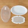 Steamed Fish Plate with Transparent Cover Microwaveable Fish Steamer Pan Cooking Dish for Home Kitchen