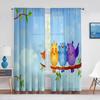 Cartoon Colorful Owls Sitting On Branch Tulle Sheer Window Curtains for Living Room Bedroom Modern Tulle Voile Curtains Decor