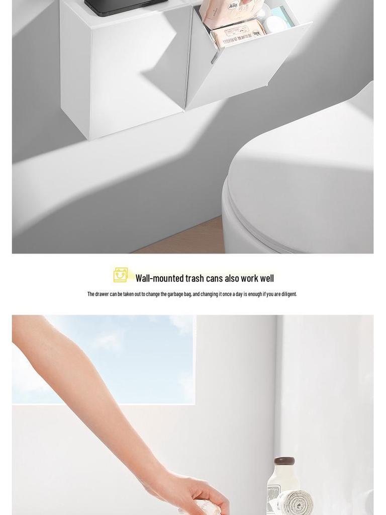 Настенный ящик для хранения с откидной крышкой в японском стиле: Очень большой держатель для масок, мусорное ведро для ванной комнаты, органайзер для ватных дисков и гигиенических прокладок.