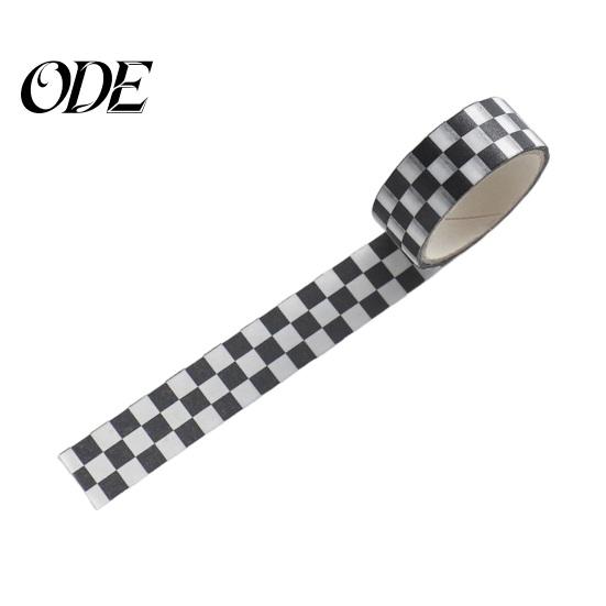Masking Tape 1 Roll Washi Sticky Adhesive Clear Print Removable DIY Fade-resistant Scrapbooking Checkerboard Pattern Paper for Kids