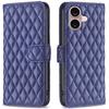 BINFEN COLOR BF Style-14 For iPhone 16 Case Rhombus Grid Leather Wallet Stand Phone Cover