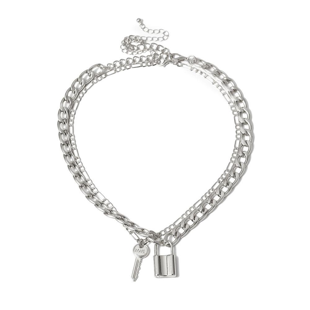 Key Lock Shaped Padlock Multi Layer Jewelry Clavicle Chain Fashion Accessories Necklaces Pendants