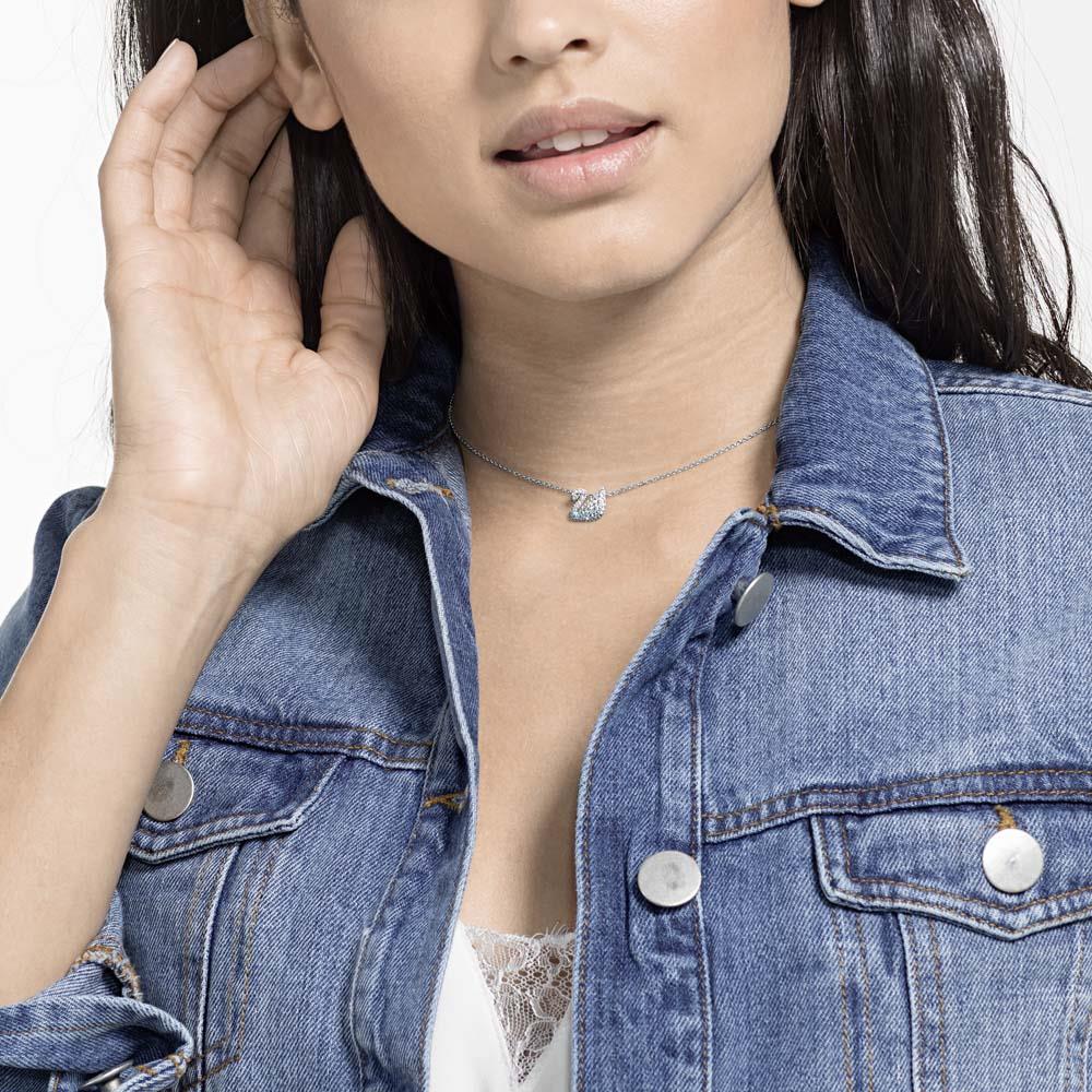 Swarovski 5512094 Iconic Swan Small Blue Pendant Necklace