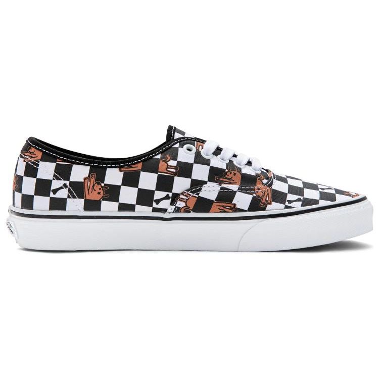 Vans Обои Аутентичный Принт Клетки Собаки Низкие Кеды из Холста Унисекс Кроссовки Черно-Белые VN0A5KS9BP6