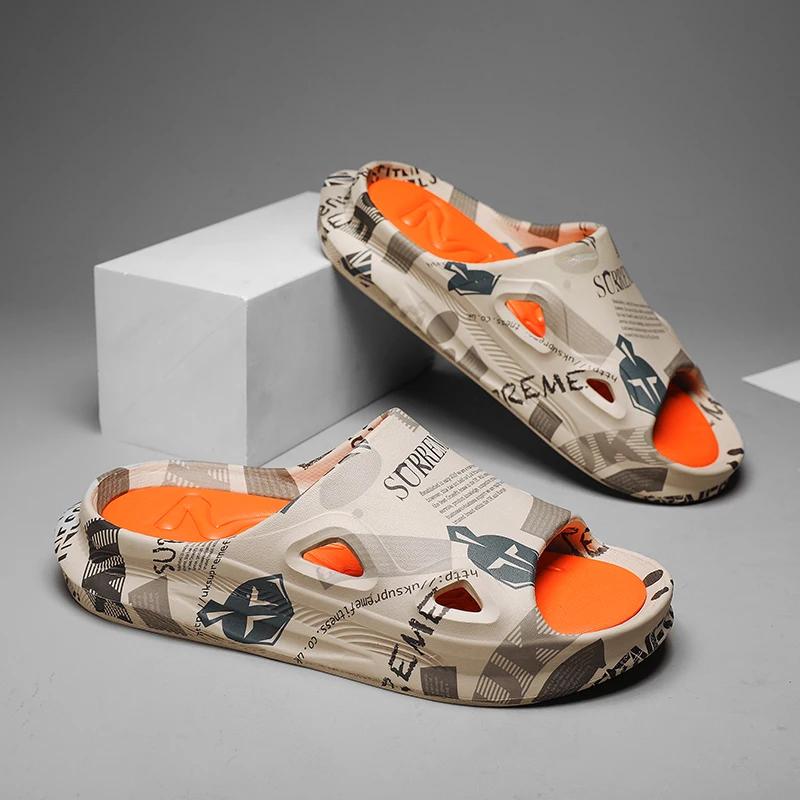 Летние высококачественные тапочки мужские противоскользящие модные мужские пляжные туфли на толстой подошве износостойкие садовые туфли новые мужские туфли46