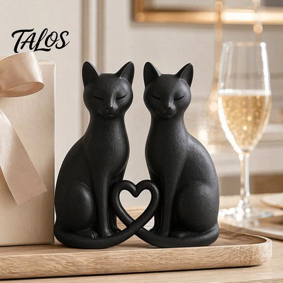 Декоративная фигурка кошки, 3D-печатная фигурка пары, Минималистичная скульптура в форме сердца, С вырезанным в форме сердца дизайном, Романтические украшения для дома