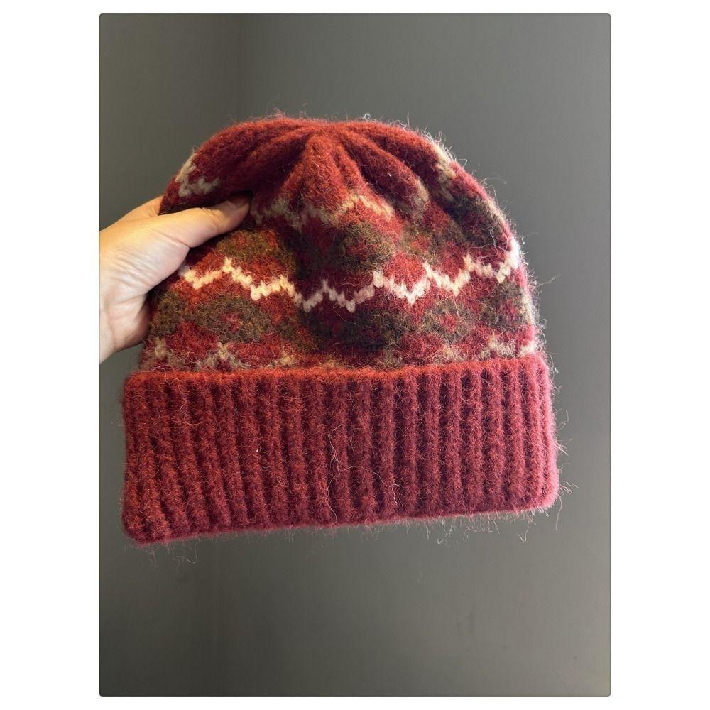 Knitted Knit Skull Beanie Hat Windproof Fall Winter Cool Cap Versatile Wool Blend Beanie Girls