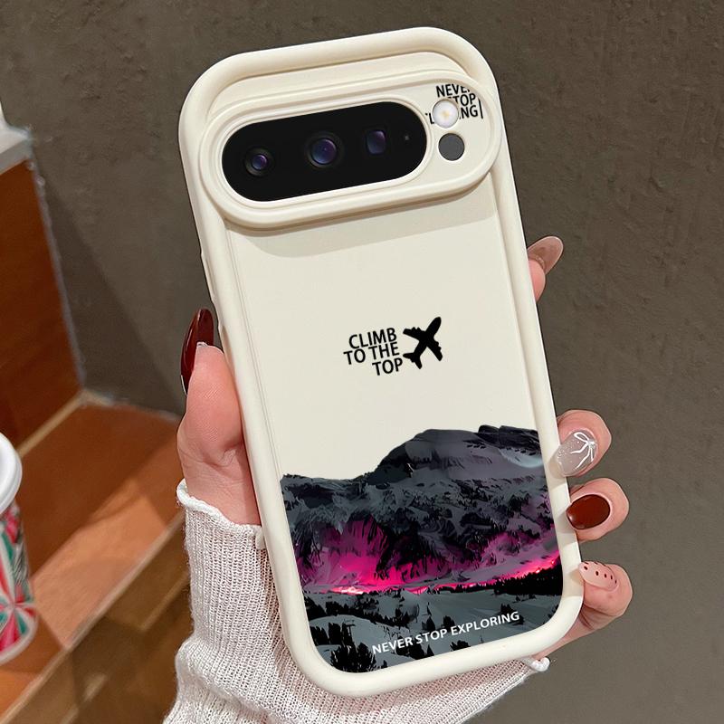 Чехол для Google Pixel 9 8 7 Pro 9 Pro XL 9A 8A 7A Узоры для путешествий по заснеженным горам Конфетный цвет Мягкий ТПУ Силиконовый Противоударный Чехол для Телефона