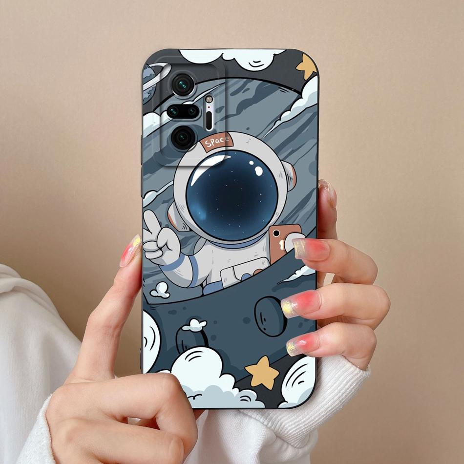 Чехол Для Redmi Note 10 Pro Max Астронавт Мягкий Жидкий Силикон Защита Камеры Задняя Крышка Для Xiaomi Redmi Note 10Pro Max Coque