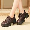 Кожаные туфли на плоской подошве для женщин Huizhou, виноградные, такие же, маленькие кожаные туфли, черные, со шнуровкой, осенне-зимние, новые туфли на платформе
