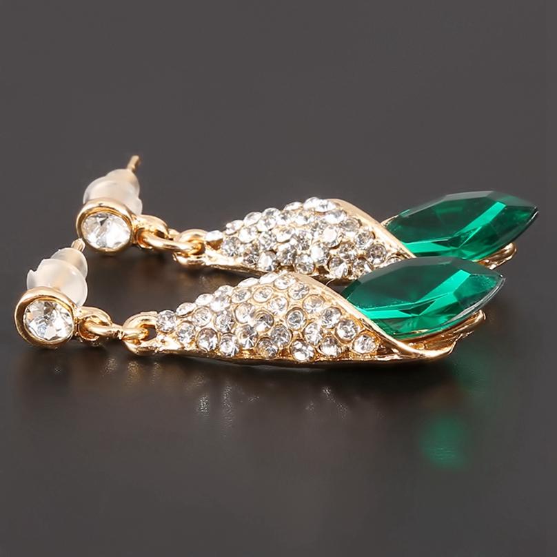 Luxury Fashion Dangle Earring Crystal Sets for Women Rhinestone Water Drop Earring