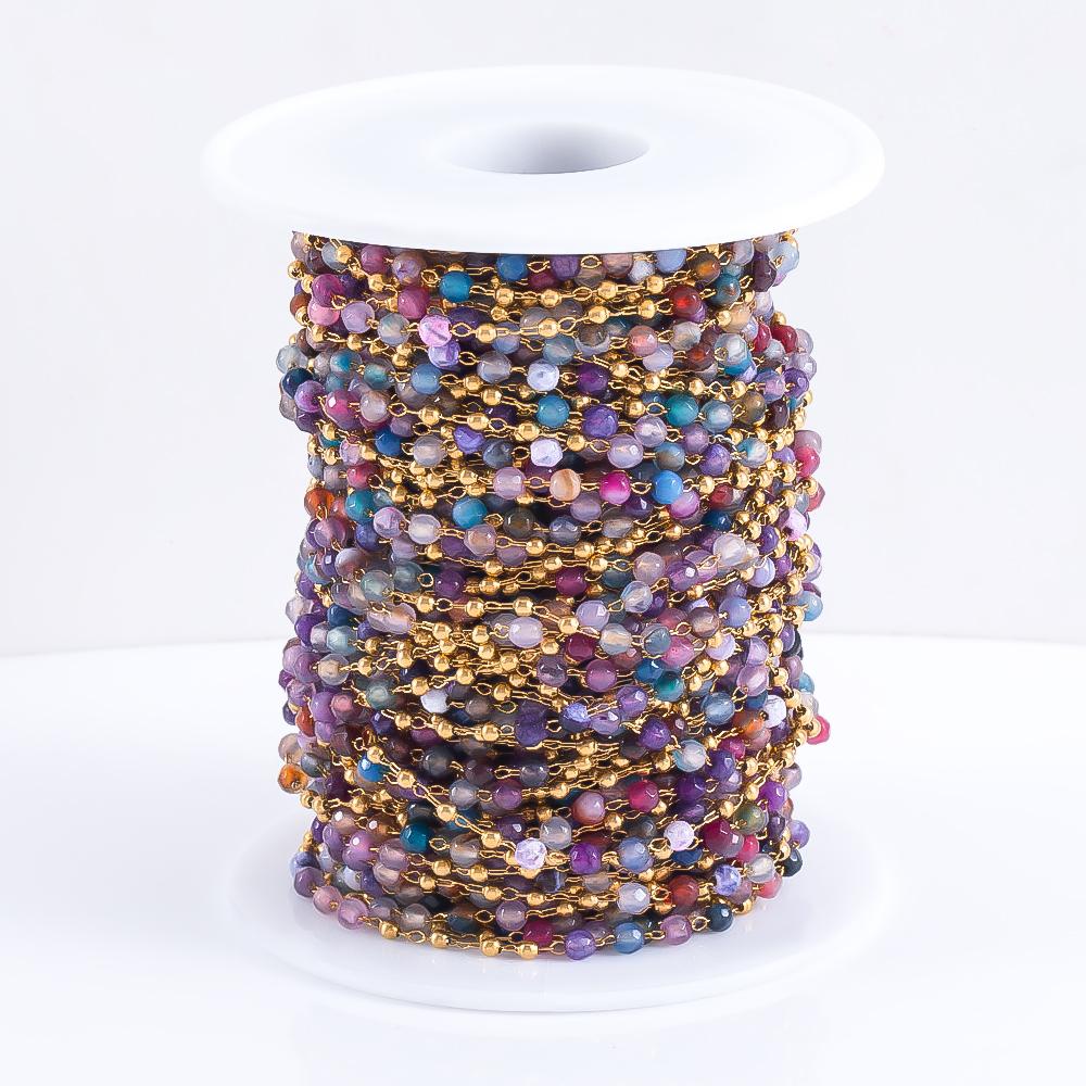 1Meter Stainless Steel Crystal Beading Chain Iridescence Transparent Beaded Body Chains for DIY Necklace Bracelet Jewelry Making