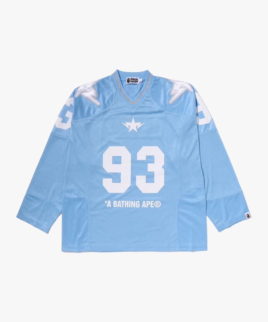 Bape Line Camo Multi-Logo Crop Fit Football Jersey (M) Sax