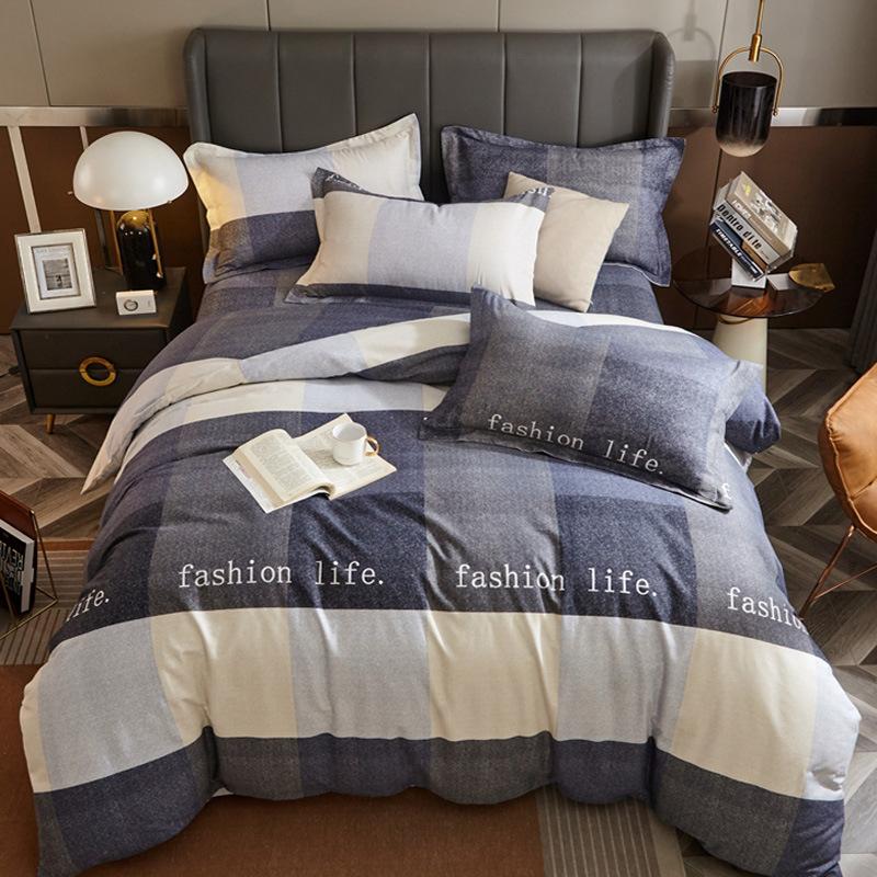 Комплект из четырех предметов из плотного хлопкового потертого материала, легкое роскошное теплое одеяло из чистого хлопкового набивного потертого материала, комплект из четырех предметов из простыни
