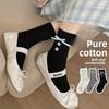 Female Spring and Autumn Sweet Bow Button College Wind Cylinder Stack Socks