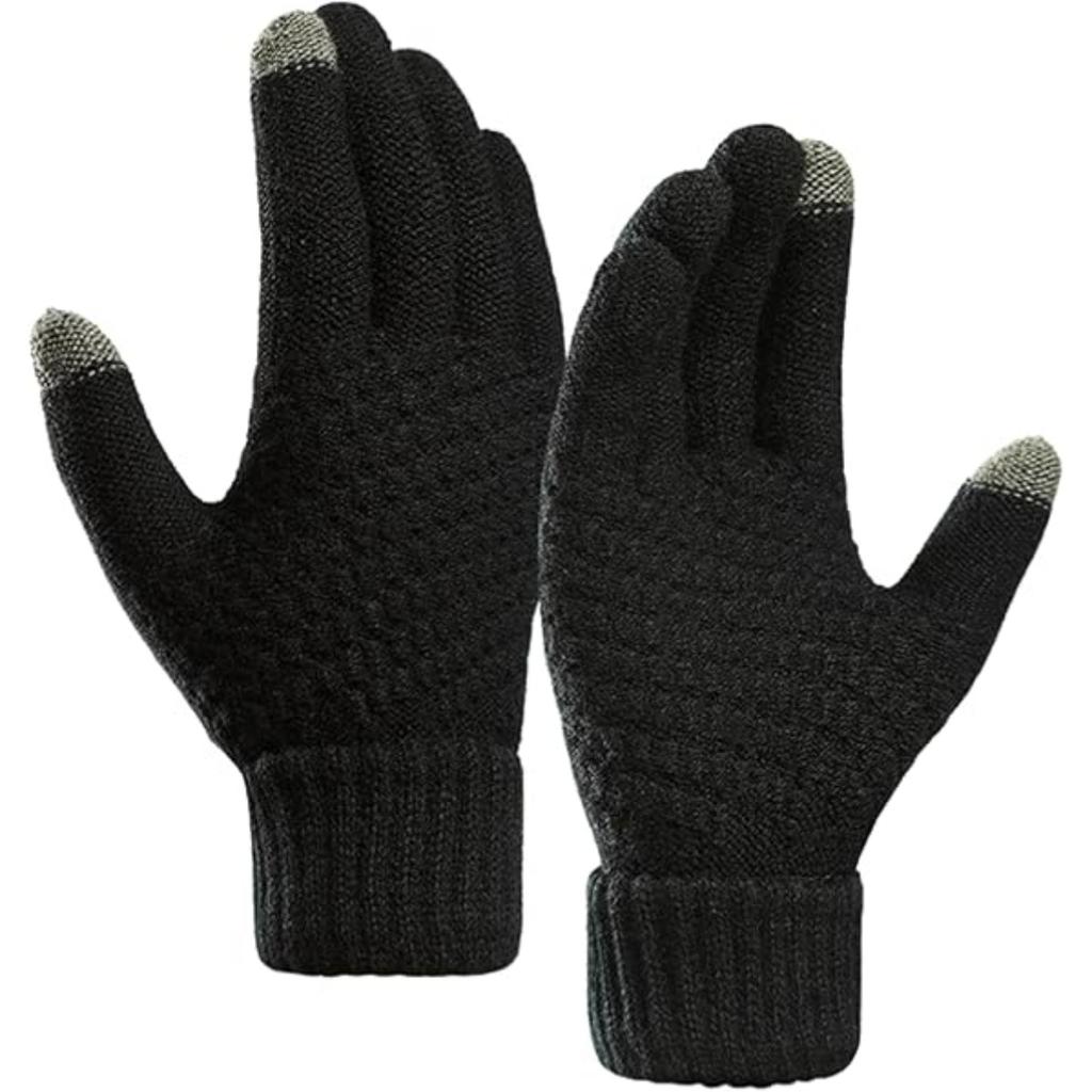 Теплые перчатки для женщин и мужчин. Вязаные варежки с флисовой подкладкой.
