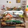 Classic vintage car by countryside store Print Bedding Set 1 Duvet Cover 2 Pillowcases for Adult and Children Luxury Gift